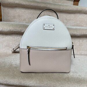 Kate Spade Grove Street Sammi Leather Ivory Pinkish Tan Zipper Pocket Backpack